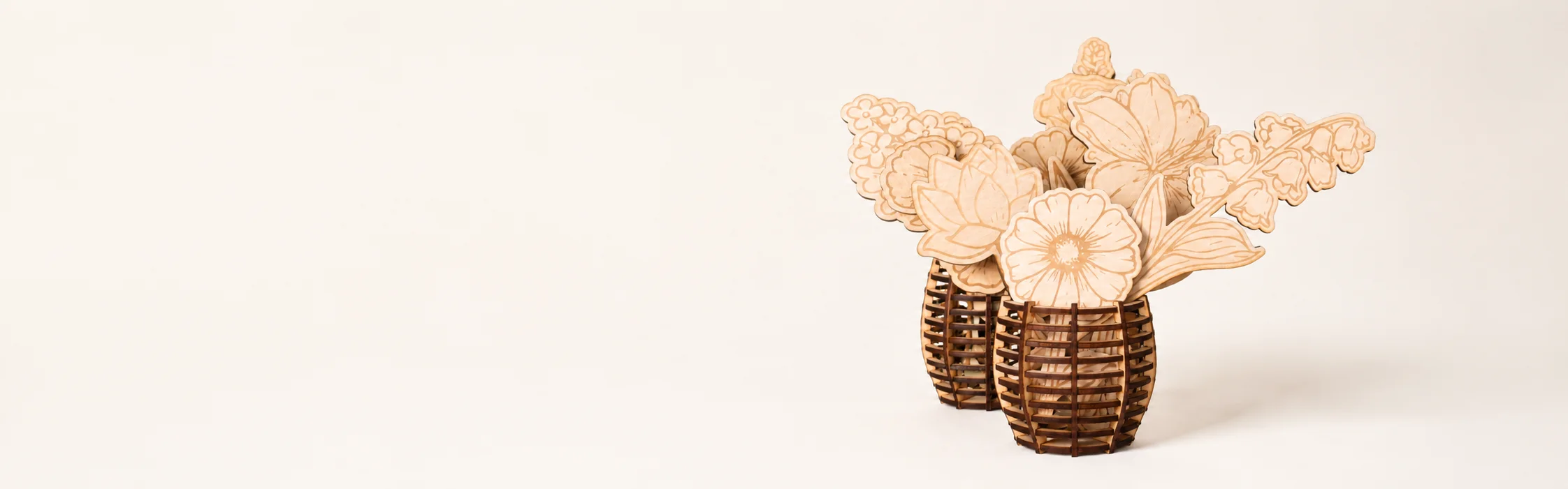 Wooden Flower & Vase