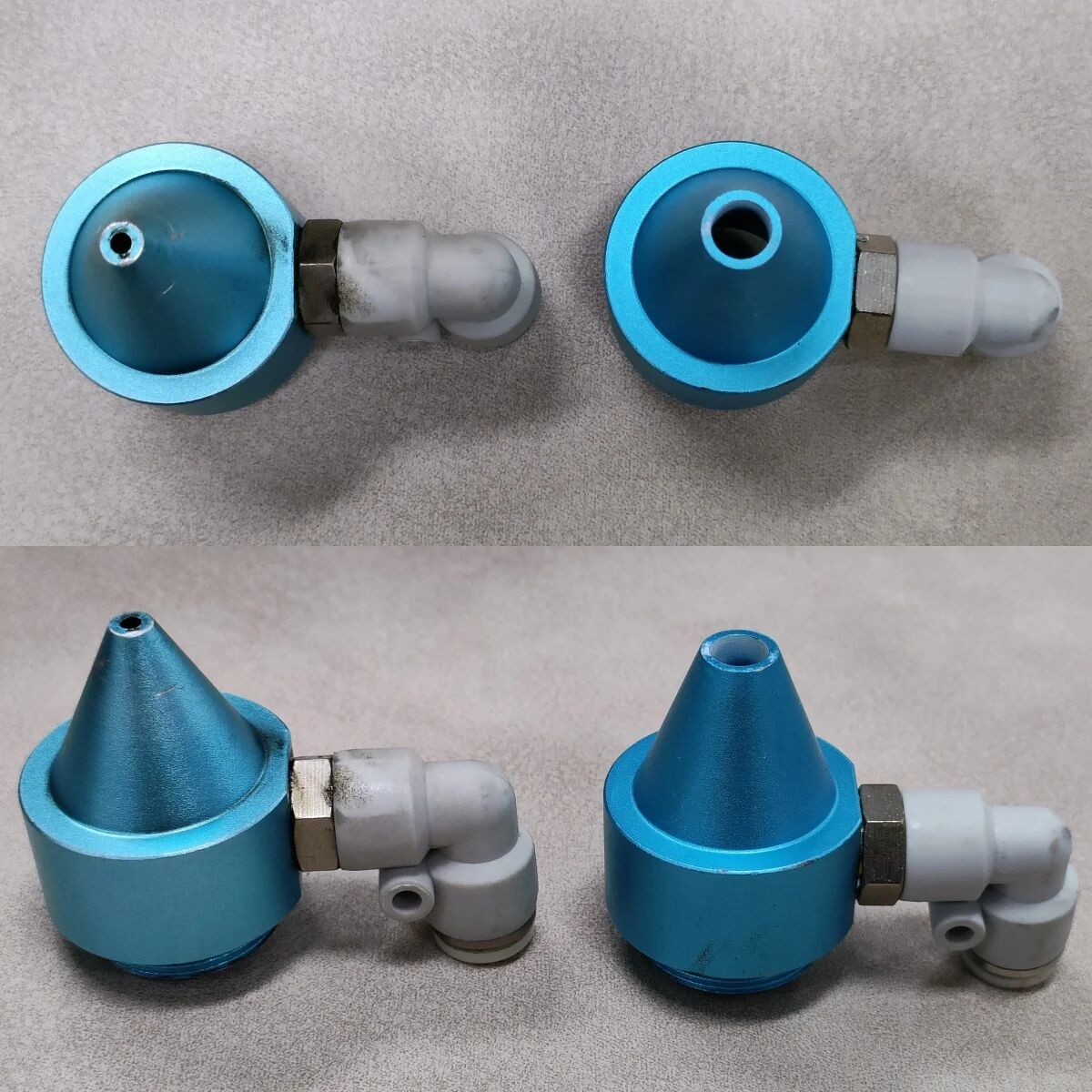 small bore and large bore nozzles for laser air assist