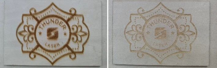 engraving results using narrow and wide nozzles