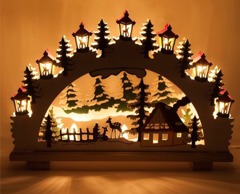 Laser cut wooden Christmas night lamp