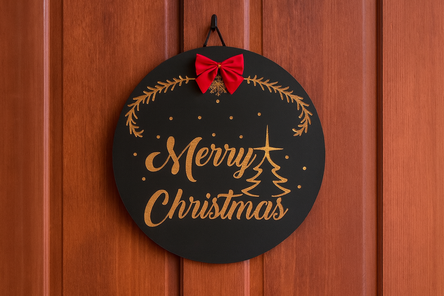 Laser cut wooden Christmas door sign