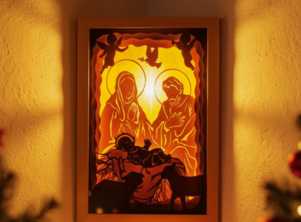 Laser cut Christmas candle holder