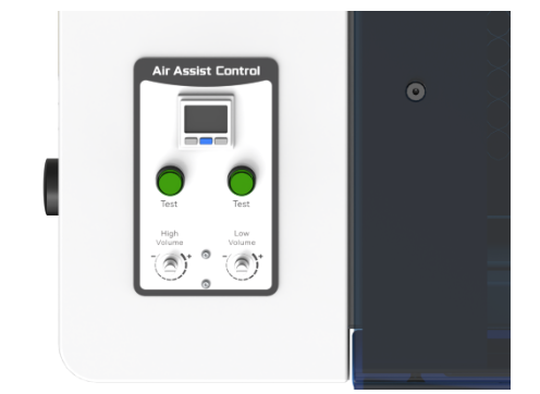 Dual air assist control panel on the new Bolt laser engraver.png Dual air assist control panel on the new Bolt laser engraver.png
