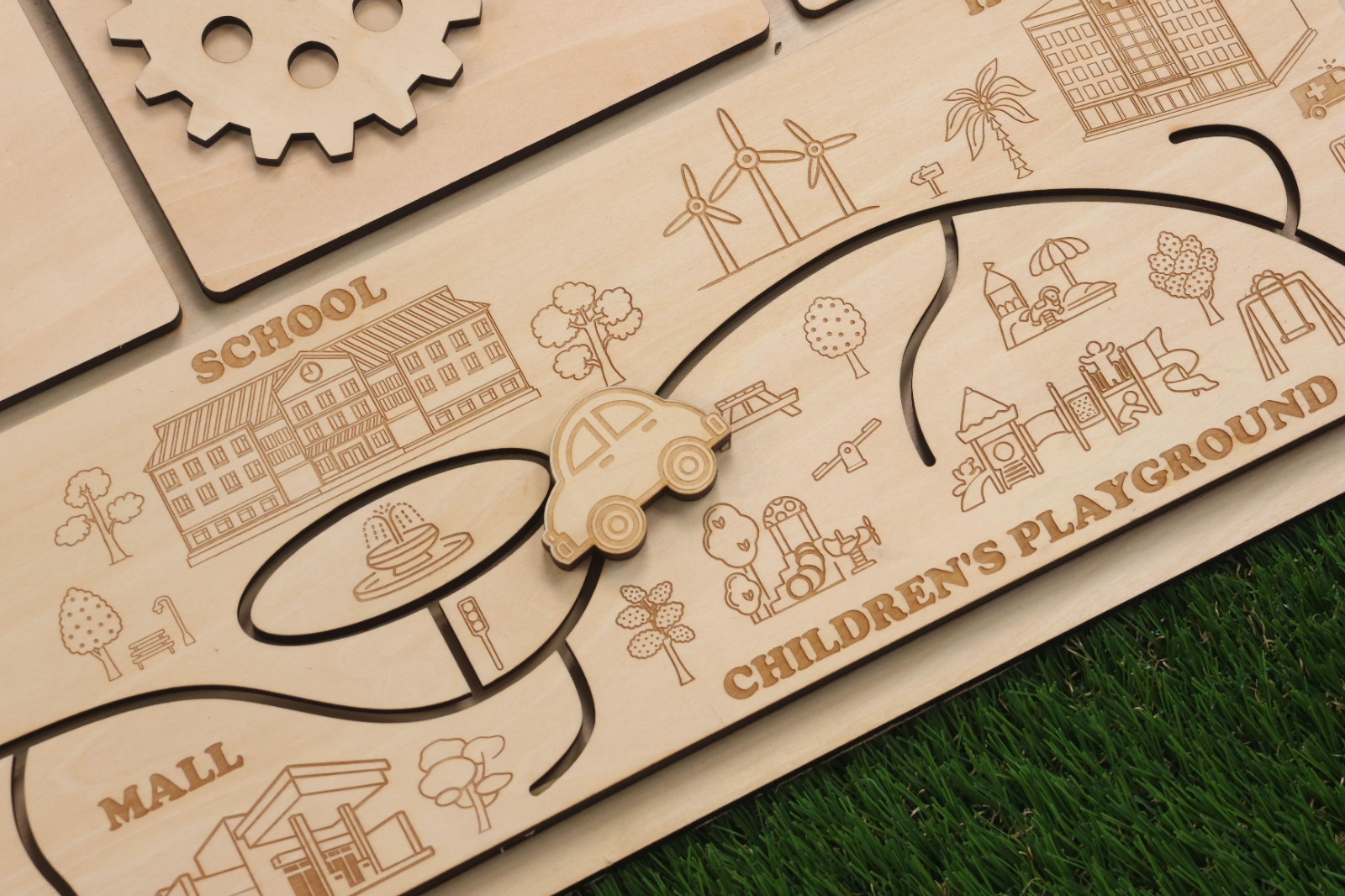 A clean laser-cut wood toy edge created with optimized cutting path settings A clean laser-cut wood toy edge created with optimized cutting path settings