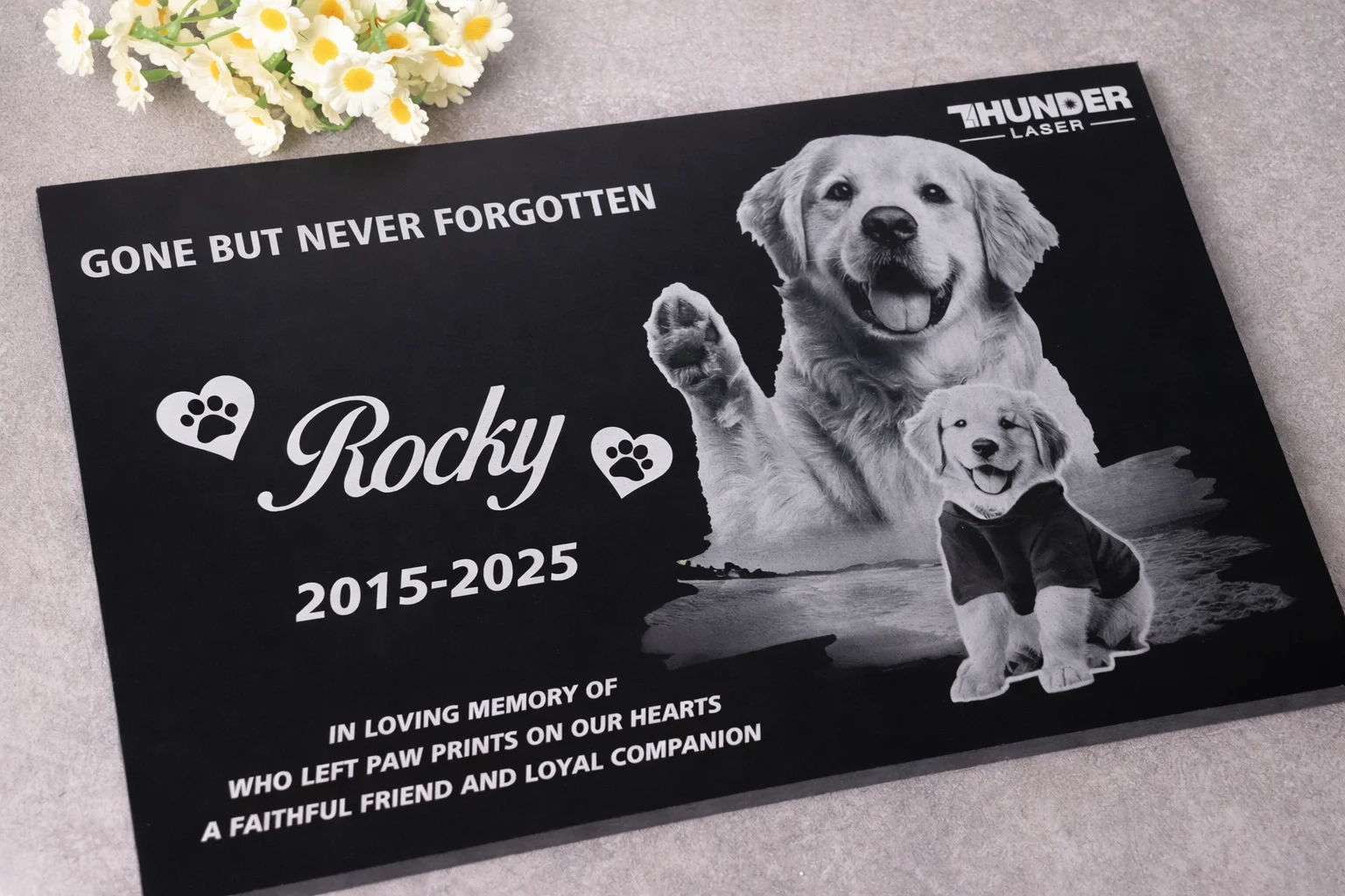 Photo on a Marble Memorial Headstone
