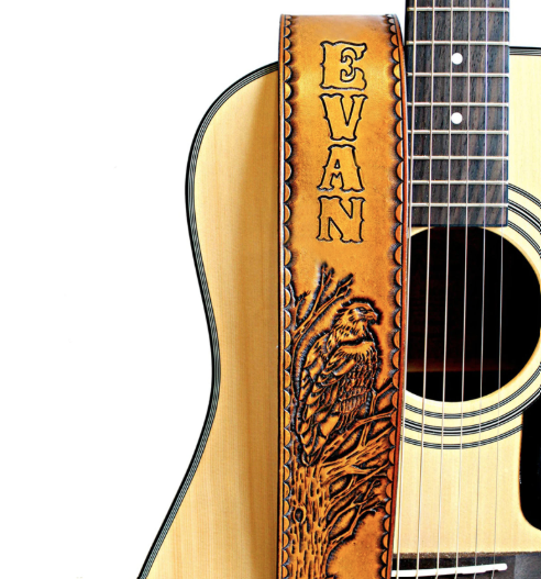 leather engraved leather guitar strap