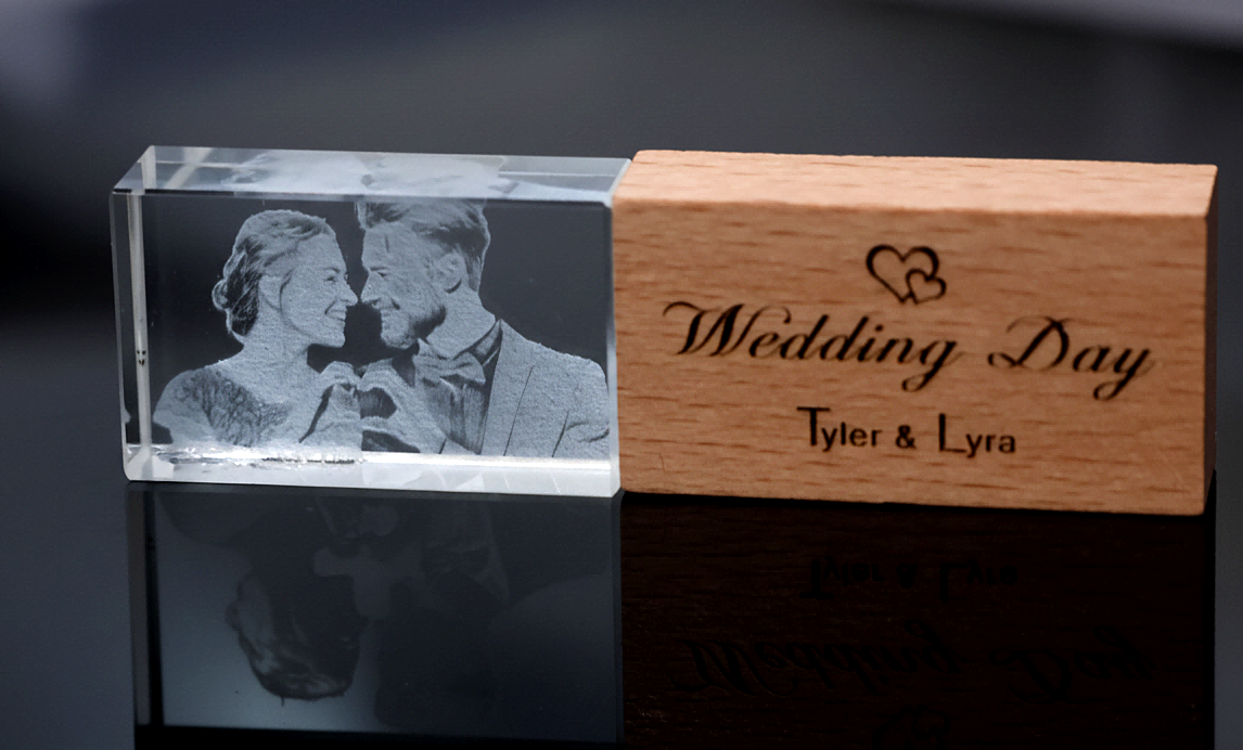 laser marked personalized crystal gift