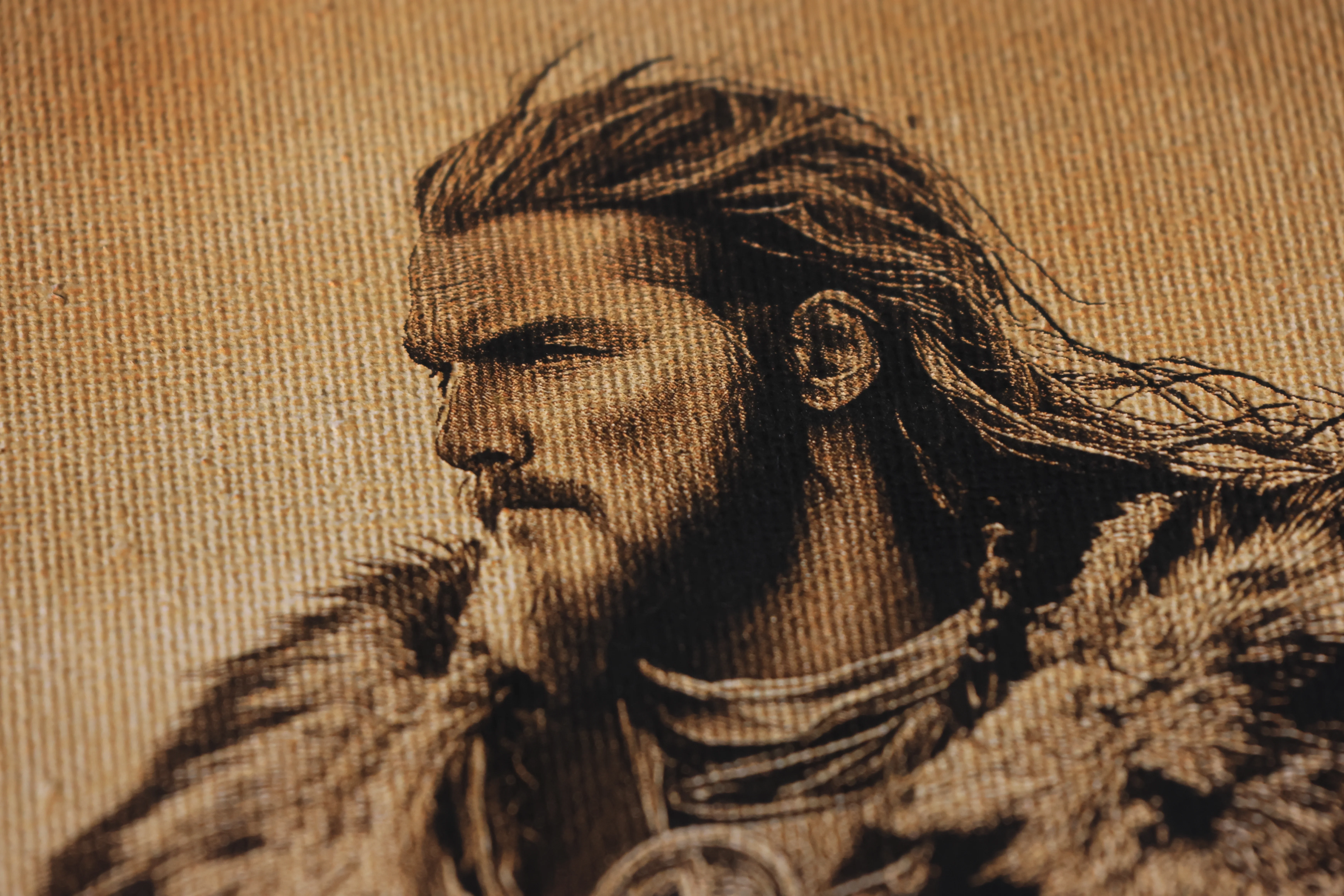 laser engraving photo on canvs