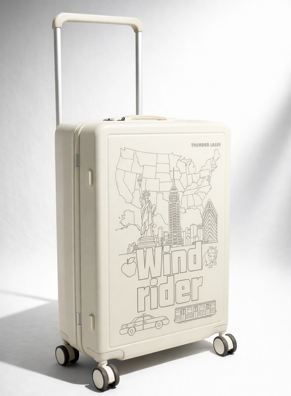 laser engraved ABS suitcase with fine details laser engraved ABS suitcase with fine details
