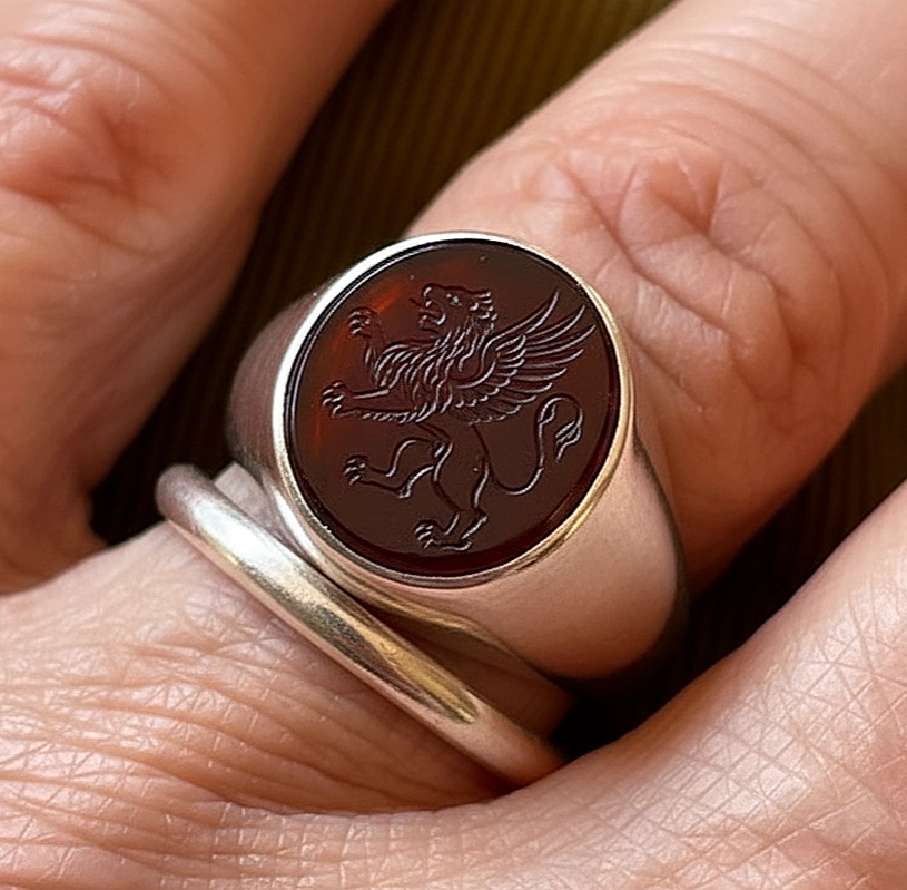 laser engraved Jasper ring